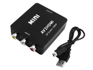De AV naar HDMI omzetter heeft stroom nodig via een USB poort. De USB kabel is meegeleverd. AV en HDMI kabels niet.