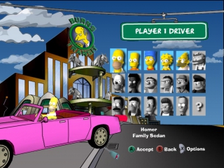 Race met verschillende leuke <a href = https://www.mariocube.nl/GameCube_Spelinfo.php?Nintendo=Simpsons_Hit_and_Run target = _blank>Simpsons</a> karakters.