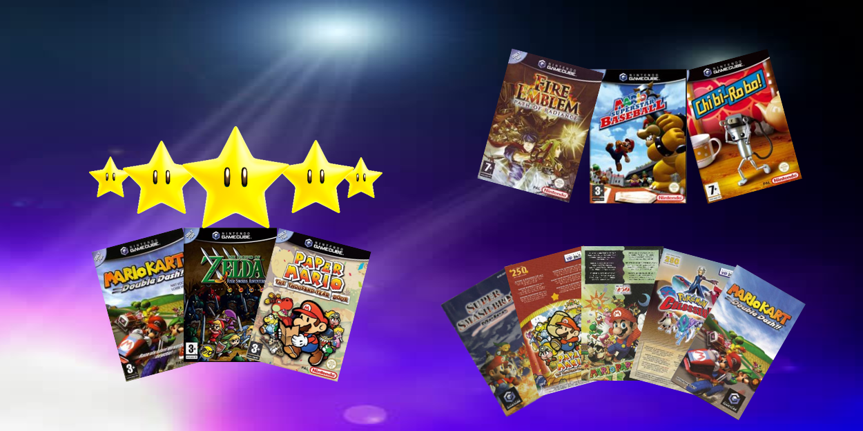 GameCube games met handleidingen en VIP stars onbekrast als nieuw