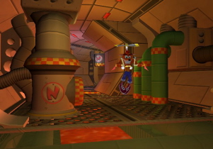 Crash is zeer groot geworden op de Playstation. De zelfde spel ideeën zoals de jetpak kun je nu dus spelen op de GameCube.