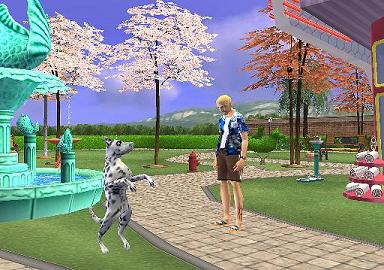 Honden kunstjes in het park bij een rare freak.