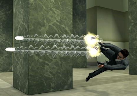 Natuurlijk zit het `Bullet time` effect dat de tijd vertraagd uit de film ook in Enter the Matrix de game. Zoalang de focus meter niet leeg is kun je dit effect gebruiken!