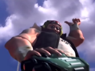 Er zitten ook tussenfilmpjes in deze F Zero, hier zie je de rivaal van Captain Falcon (de hoofdrolspeler), Samurai Goroh.