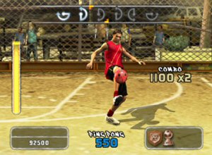 Here the aim is to perform tricks by moving the analog stick as indicated above the player.