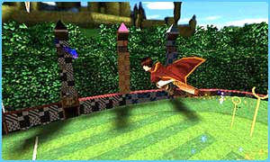 Harry is playing Quidditch.