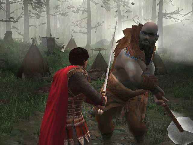 King Arthur fighting a very big man