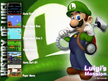 Luigi speelde in: Mario Bros, Super Mario Bros, Super Mario Bros 2, Mario Tennis, Mari Kart en Paper Mario.