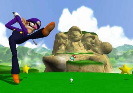 Ik weet dat je een hekel hebt aan die rots Waluigi. Maar ik denk niet dat het helpt als je er met een golfbal tegenaan slaat!