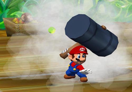 Mario heeft deze hamer al heel lang. Lang geleden (op de NES) is met deze hamer Donkey Kong mee gemept.
