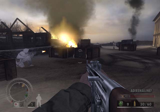 Bij deze Medal of honor hebben ze goed gekeken naar de concurent (Call of duty, een andere WOII shooter), je kunt nu andere wapens op pakken en je kunt gebruik maken van ´´iron sights´´ , als je op L drukt zoomt het geweer niet een beetje in maar kijk je achter het geweer, op deze manier kun je veel beter richten.
