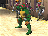 Het spel heeft effecten van een stripboek! (Dit is de Ninja Turtle Raphael!)